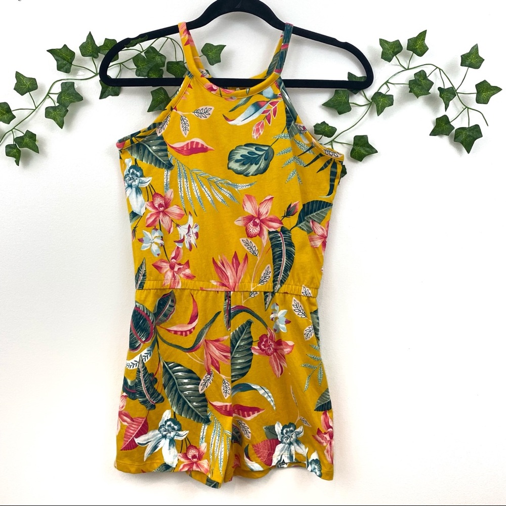 Old Navy Girls Tropical Floral Short Romper SZ XL